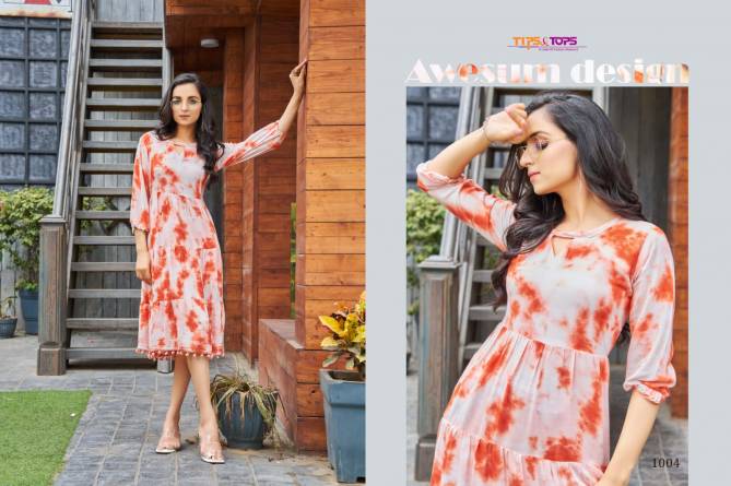 TIPS TOPS COLORS Fancy Printed Rayon Designer Ethnic Wear Kurti Collection